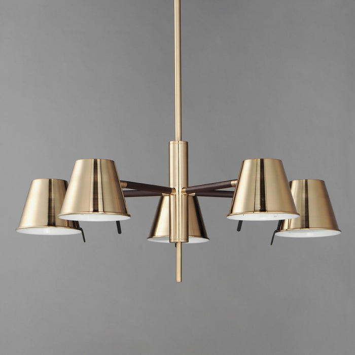 Myhouse Lighting Maxim - 25175DBZHR - LED Chandelier - Carlo - Dark Bronze, Leather, Heritage Brass