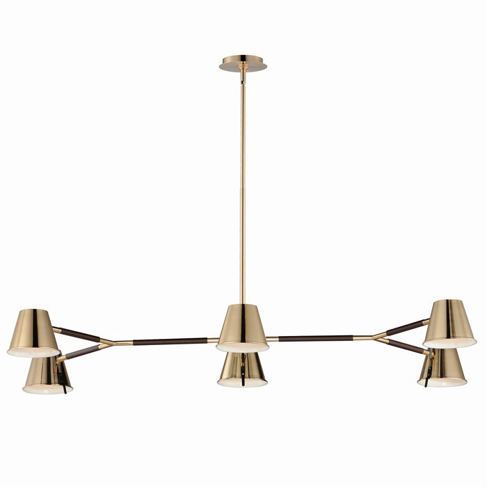 Myhouse Lighting Maxim - 25176DBZHR - LED Chandelier - Carlo - Dark Bronze, Leather, Heritage Brass