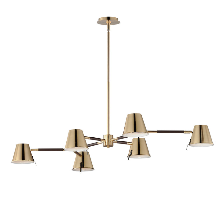 Myhouse Lighting Maxim - 25176DBZHR - LED Chandelier - Carlo - Dark Bronze, Leather, Heritage Brass