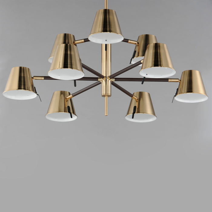 Myhouse Lighting Maxim - 25179DBZHR - LED Chandelier - Carlo - Dark Bronze, Leather, Heritage Brass