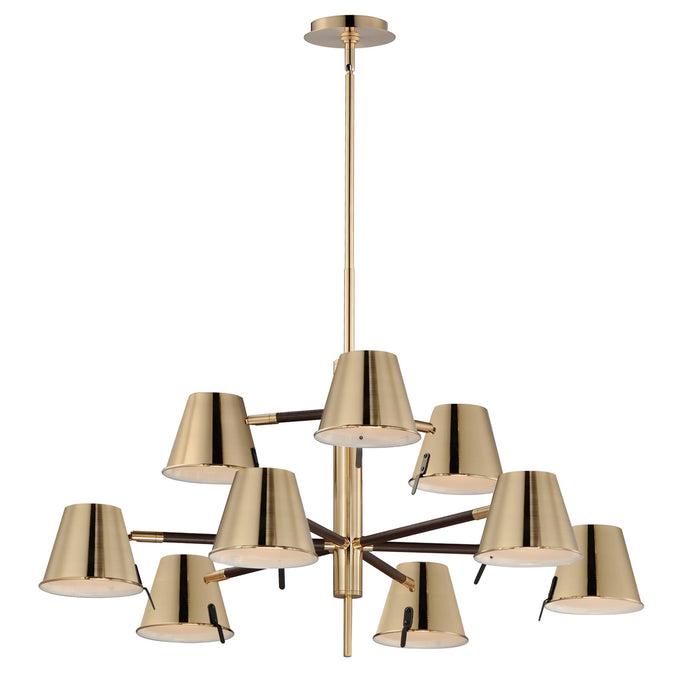 Myhouse Lighting Maxim - 25179DBZHR - LED Chandelier - Carlo - Dark Bronze, Leather, Heritage Brass