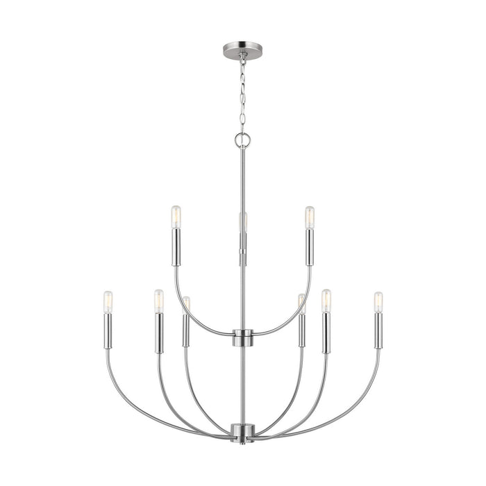 Myhouse Lighting Visual Comfort Studio - 3167109-962 - Nine Light Chandelier - Greenwich - Brushed Nickel