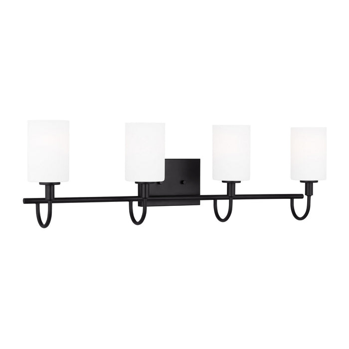 Myhouse Lighting Visual Comfort Studio - 4457104-112 - Four Light Bath Vanity - Oak Moore - Midnight Black