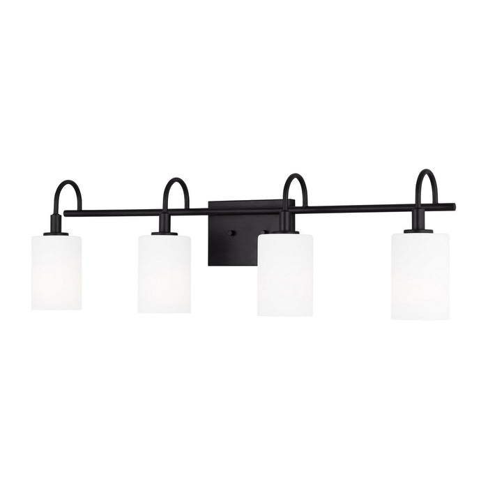 Myhouse Lighting Visual Comfort Studio - 4457104-112 - Four Light Bath Vanity - Oak Moore - Midnight Black