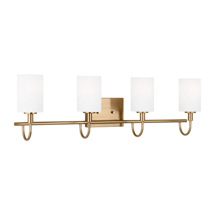 Myhouse Lighting Visual Comfort Studio - 4457104-848 - Four Light Bath Vanity - Oak Moore - Satin Brass