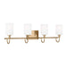 Myhouse Lighting Visual Comfort Studio - 4457104-848 - Four Light Bath Vanity - Oak Moore - Satin Brass