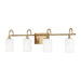 Myhouse Lighting Visual Comfort Studio - 4457104-848 - Four Light Bath Vanity - Oak Moore - Satin Brass