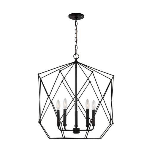 Myhouse Lighting Visual Comfort Studio - 5334105-112 - Five Light Pendant - Zarra - Midnight Black