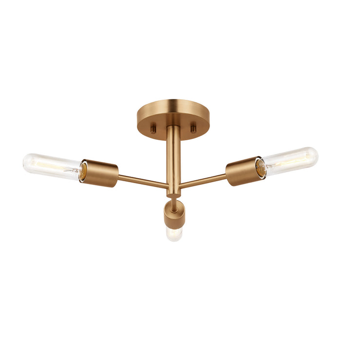 Myhouse Lighting Visual Comfort Studio - 7700503-848 - Three Light Semi-Flush Mount - Axis - Satin Brass