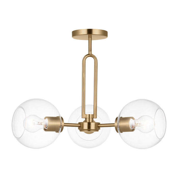 Myhouse Lighting Visual Comfort Studio - 7755703-848 - Three Light Semi-Flush Mount - Codyn - Satin Brass