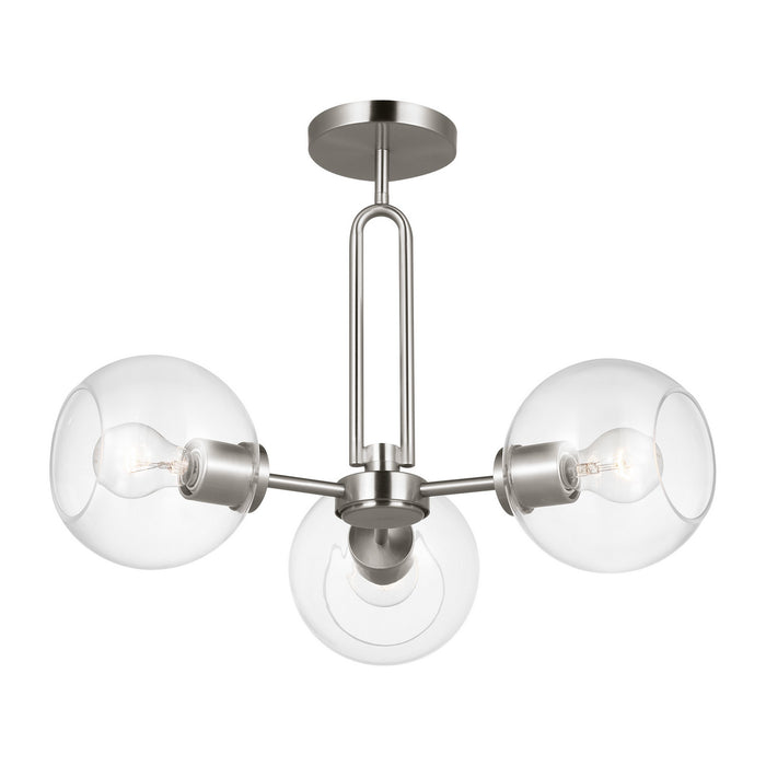 Myhouse Lighting Visual Comfort Studio - 7755703-962 - Three Light Semi-Flush Mount - Codyn - Brushed Nickel