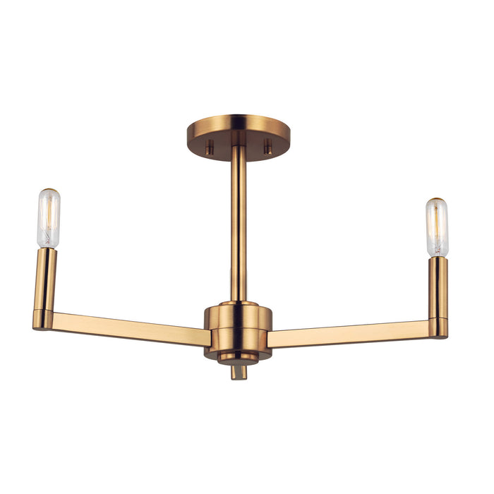 Myhouse Lighting Visual Comfort Studio - 7764203-848 - Three Light Semi-Flush Mount - Fullton - Satin Brass