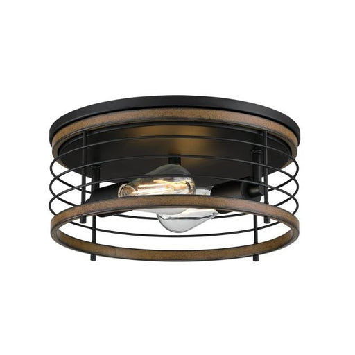 Myhouse Lighting Westinghouse Lighting - 6125000 - Two Light Flush Mount - Ackton - Matte Black And Barnwood