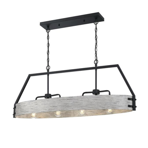 Myhouse Lighting Westinghouse Lighting - 6126000 - Four Light Chandelier - Callowhill - Matte Black With Antique Ash