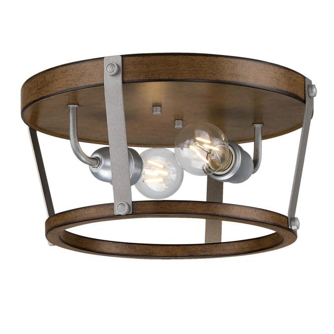 Myhouse Lighting Westinghouse Lighting - 6126200 - Two Light Flush Mount - Elway - Barnwood And Galvanized Steel