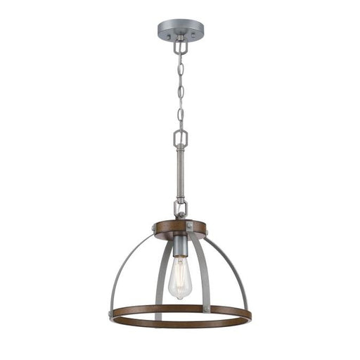 Myhouse Lighting Westinghouse Lighting - 6127500 - One Light Pendant - Oak Lane - Barnwood And Galvanized Steel