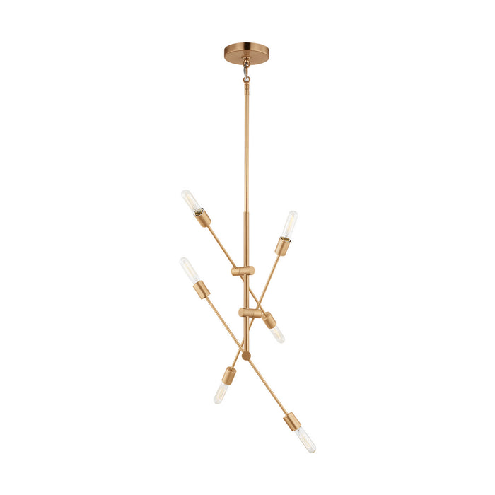 Myhouse Lighting Visual Comfort Studio - 3100506-848 - Six Light Chandelier - Axis - Satin Brass