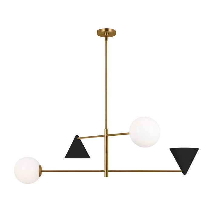 Myhouse Lighting Visual Comfort Studio - AEC1094MBKBBS - Four Light Chandelier - Cosmo - Midnight Black and Burnished Brass