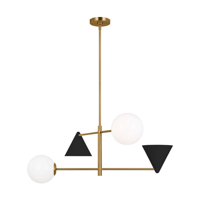 Myhouse Lighting Visual Comfort Studio - AEC1104MBKBBS - Four Light Chandelier - Cosmo - Midnight Black and Burnished Brass