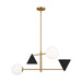 Myhouse Lighting Visual Comfort Studio - AEC1104MBKBBS - Four Light Chandelier - Cosmo - Midnight Black and Burnished Brass