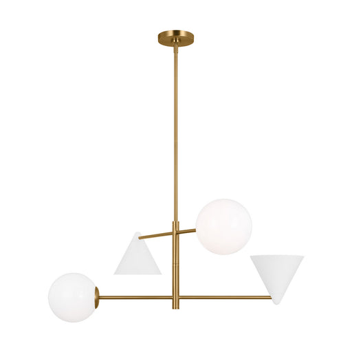 Myhouse Lighting Visual Comfort Studio - AEC1104MWTBBS - Four Light Chandelier - Cosmo - Matte White and Burnished Brass