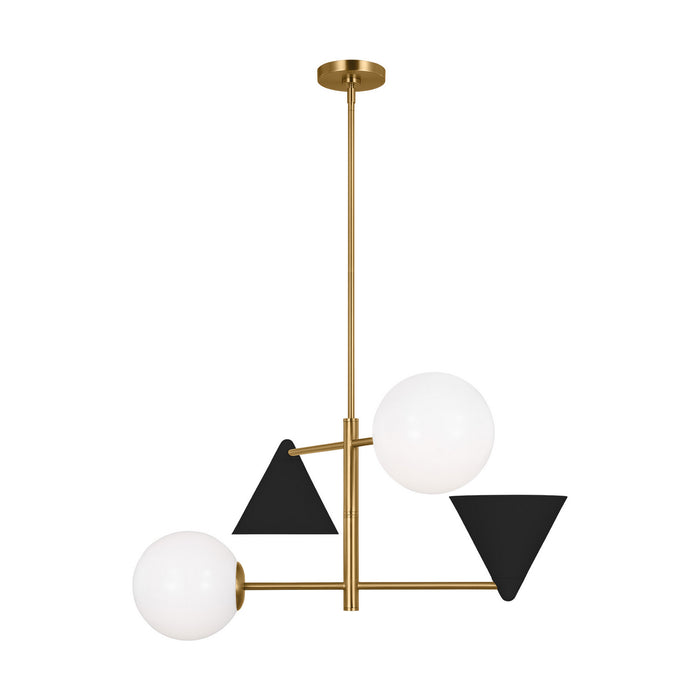 Myhouse Lighting Visual Comfort Studio - AEC1114MBKBBS - Four Light Chandelier - Cosmo - Midnight Black and Burnished Brass