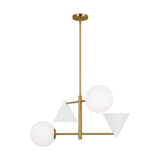 Myhouse Lighting Visual Comfort Studio - AEC1114MWTBBS - Four Light Chandelier - Cosmo - Matte White and Burnished Brass