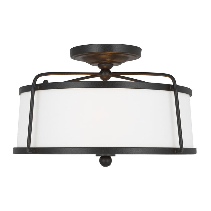 Myhouse Lighting Visual Comfort Studio - CF1102SMS - Two Light Semi-Flush Mount - Stonington - Smith Steel