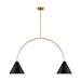 Myhouse Lighting Visual Comfort Studio - KC1102MBKBBS-L1 - LED Linear Chandelier - Cambre - Midnight Black and Burnished Brass