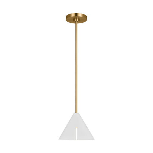 Myhouse Lighting Visual Comfort Studio - KP1121MWTBBS-L1 - LED Pendant - Cambre - Matte White and Burnished Brass