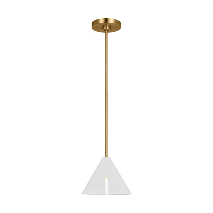 Myhouse Lighting Visual Comfort Studio - KP1121MWTBBS-L1 - LED Pendant - Cambre - Matte White and Burnished Brass