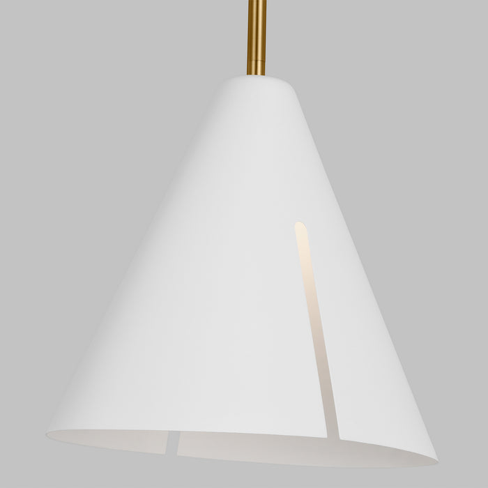 Myhouse Lighting Visual Comfort Studio - KP1131MWTBBS-L1 - LED Pendant - Cambre - Matte White and Burnished Brass