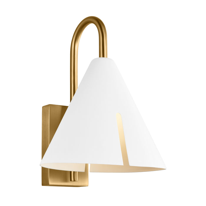 Myhouse Lighting Visual Comfort Studio - KW1131MWTBBS-L1 - LED Wall Sconce - Cambre - Matte White and Burnished Brass