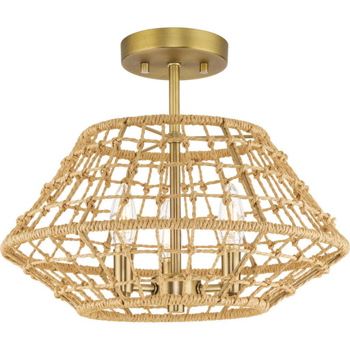 Myhouse Lighting Progress Lighting - P350246-163 - Three Light Flush Mount - Laila - Vintage Brass