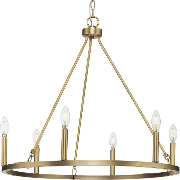 Myhouse Lighting Progress Lighting - P400313-163 - Six Light Chandelier - Gilliam - Vintage Brass