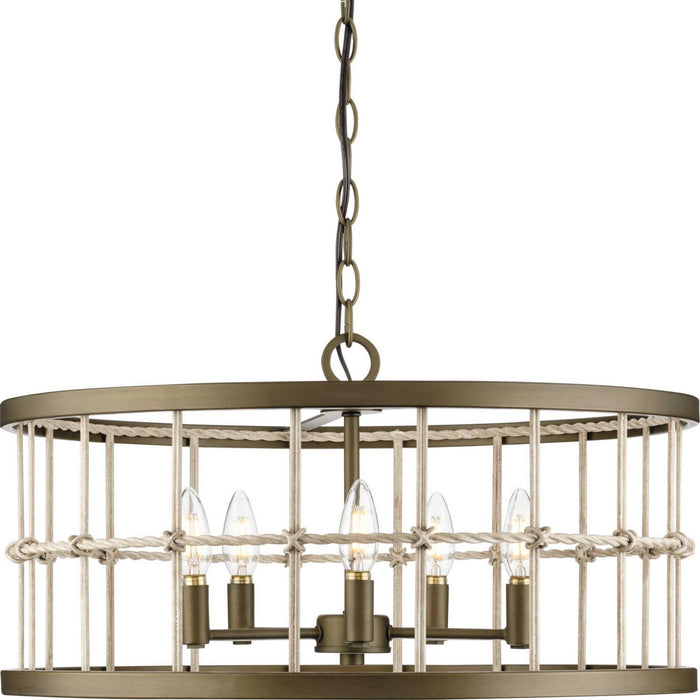 Myhouse Lighting Progress Lighting - P400320-161 - Five Light Chandelier - Lattimore - Aged Brass