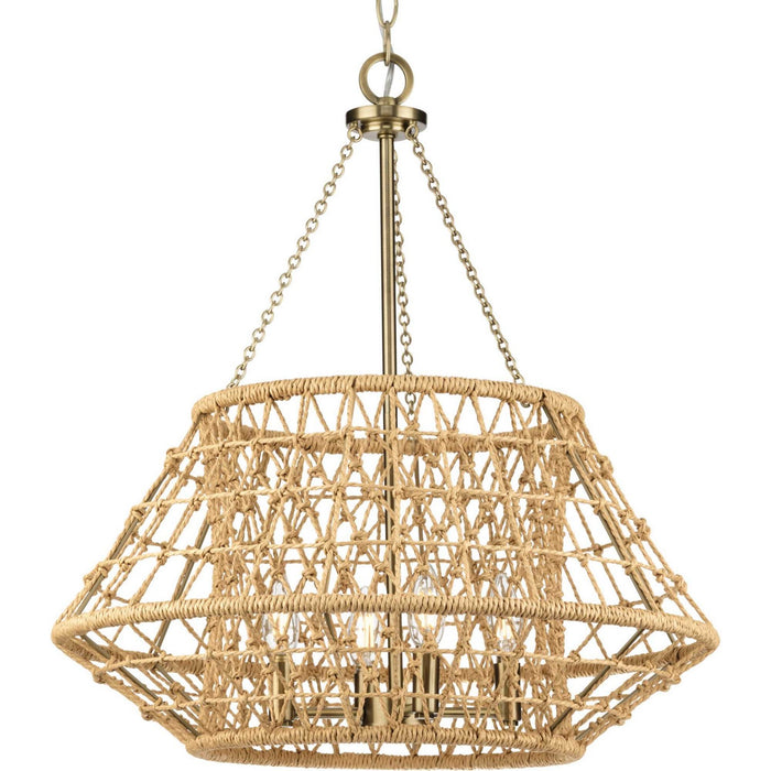 Myhouse Lighting Progress Lighting - P400323-163 - Four Light Chandelier - Laila - Vintage Brass