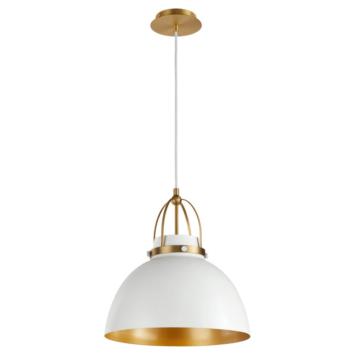 Myhouse Lighting Quorum - 823-0880 - One Light Pendant - Picture Lights - Studio White w/ Aged Brass