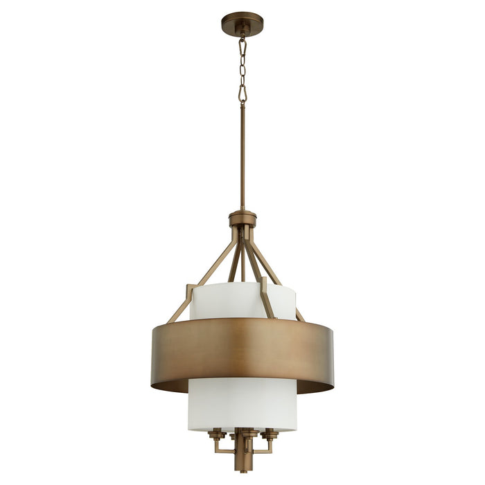 Myhouse Lighting Quorum - 872-81 - Four Light Pendant - Double Shade Pendants - Dark Brass