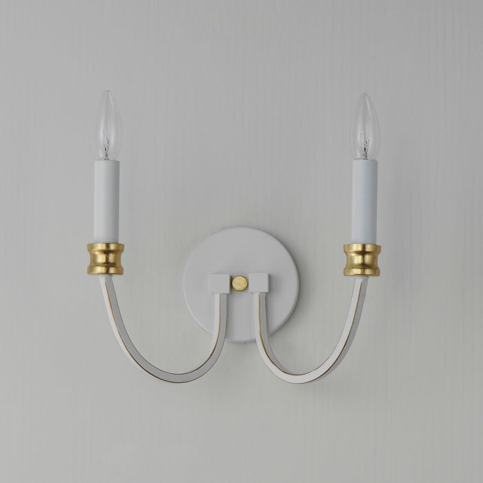 Myhouse Lighting Maxim - 11372WWTGL - Two Light Wall Sconce - Charlton - Weathered White/Gold Leaf