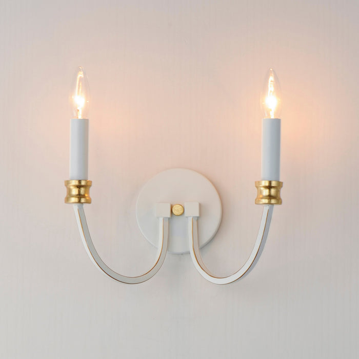 Myhouse Lighting Maxim - 11372WWTGL - Two Light Wall Sconce - Charlton - Weathered White/Gold Leaf