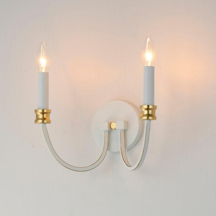 Myhouse Lighting Maxim - 11372WWTGL - Two Light Wall Sconce - Charlton - Weathered White/Gold Leaf