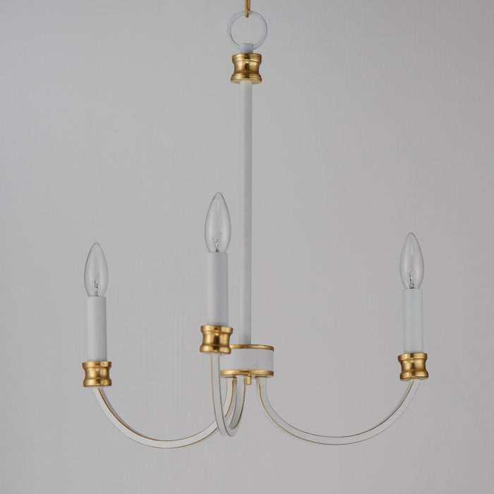 Myhouse Lighting Maxim - 11373WWTGL - Three Light Chandelier - Charlton - Weathered White/Gold Leaf