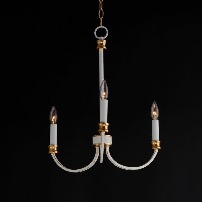 Myhouse Lighting Maxim - 11373WWTGL - Three Light Chandelier - Charlton - Weathered White/Gold Leaf