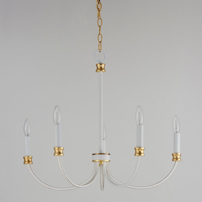 Myhouse Lighting Maxim - 11375WWTGL - Five Light Chandelier - Charlton - Weathered White/Gold Leaf