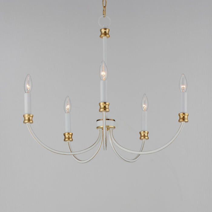 Myhouse Lighting Maxim - 11375WWTGL - Five Light Chandelier - Charlton - Weathered White/Gold Leaf