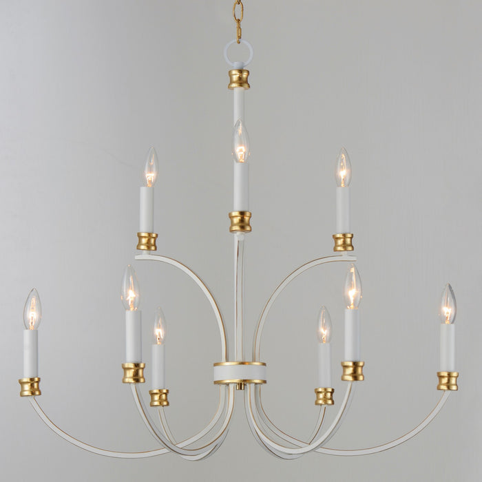 Myhouse Lighting Maxim - 11377WWTGL - Nine Light Chandelier - Charlton - Weathered White/Gold Leaf