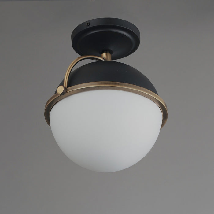 Myhouse Lighting Maxim - 12410SWBKWBR - One Light Semi Flush Mount - Duke - Black/Weathered Brass