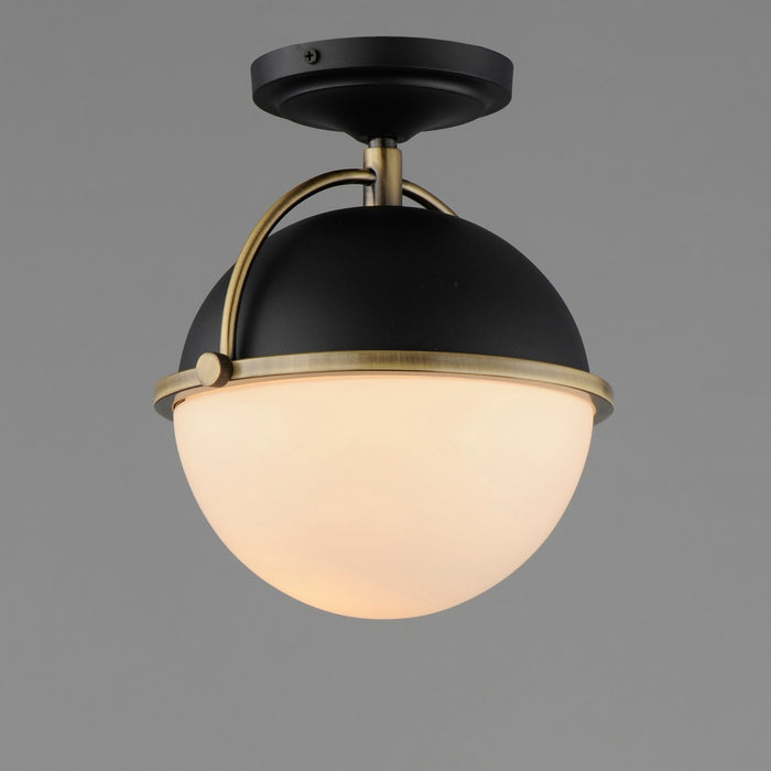 Myhouse Lighting Maxim - 12410SWBKWBR - One Light Semi Flush Mount - Duke - Black/Weathered Brass