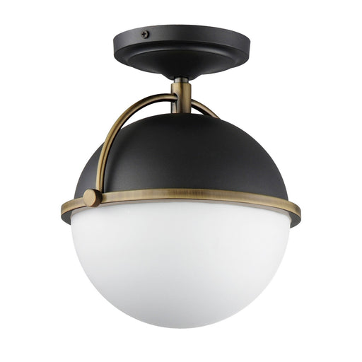 Myhouse Lighting Maxim - 12410SWBKWBR - One Light Semi Flush Mount - Duke - Black/Weathered Brass